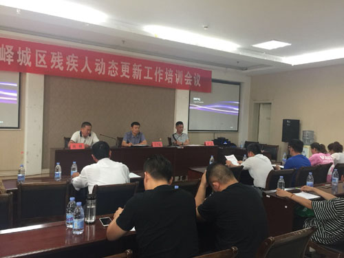图为区残联刘峰主任传达《关于开展对全区残疾人动态更新工作进行督导的通知》