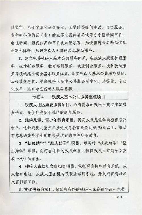 枣庄市残疾人事业十三五发展规划